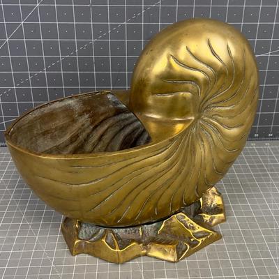 Brass Nautilus Bowl or Planter, Solid Brass