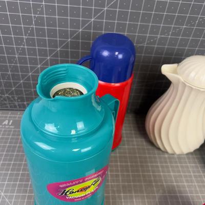 Collection of (5) 1980's Thermos and Carafe 