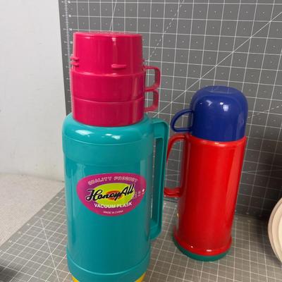 Collection of (5) 1980's Thermos and Carafe 