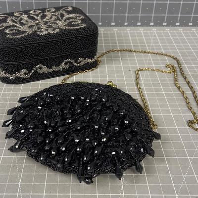 Vintage Beaded Purse and a Jewelry Box BLACK