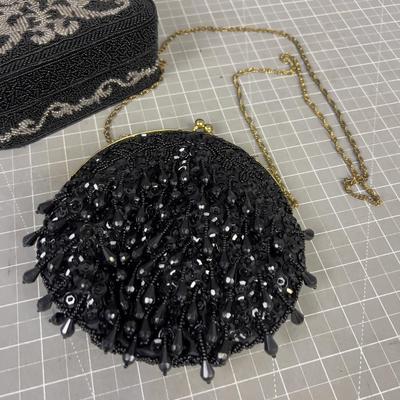 Vintage Beaded Purse and a Jewelry Box BLACK