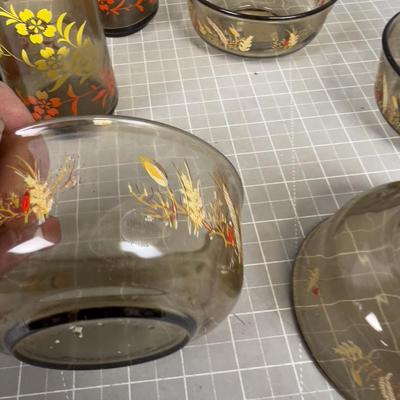 Tumblers and Berry Bowls  with a wheat and flower