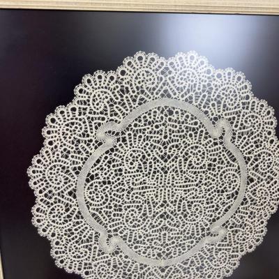 2 Italian Lace Doilies Framed Dated 1971 