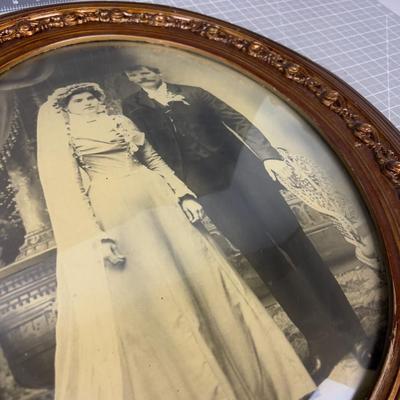 Antique Curved Glass Wedding Photo