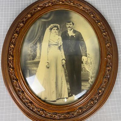 Antique Curved Glass Wedding Photo