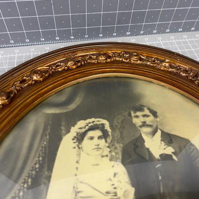 Antique Curved Glass Wedding Photo