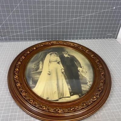 Antique Curved Glass Wedding Photo