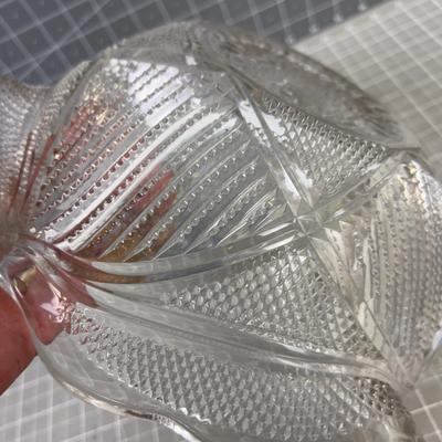 Pressed Glass Serving Bowl, Fluted, Brilliant Cut 