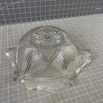 Pressed Glass Serving Bowl, Fluted, Brilliant Cut 