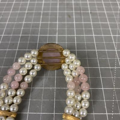 Rose Quartz mixed with faux Pearls 