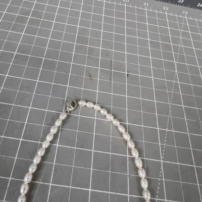 White Pearl  Necklace with Sterling and Pearl Pendant