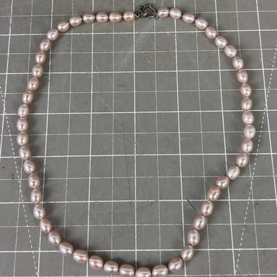 Pink Pearl with a Sterling Heart Shaped Clasp 