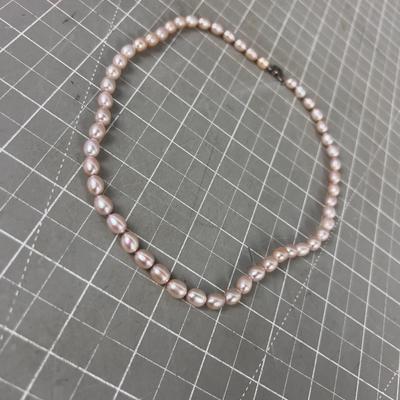 Pink Pearl with a Sterling Heart Shaped Clasp 