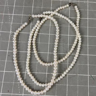 (3) Pearl and Sterling Ankle Bracelets 