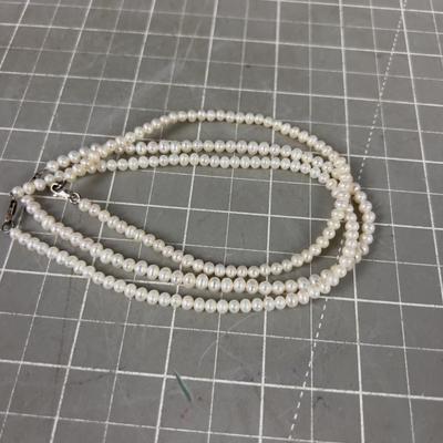 (3) Pearl and Sterling Ankle Bracelets 