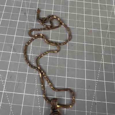 925 Pendant of Amethyst in "Golden Tone" Necklace