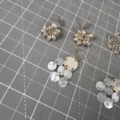 (3) Pair of Silver & Mother of Pearl Earrings 