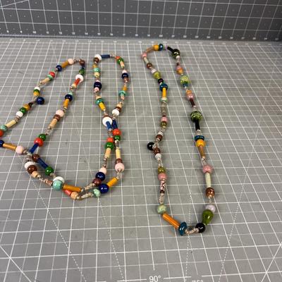 2 Strings of Colorful Ceramic Beads 