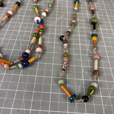 2 Strings of Colorful Ceramic Beads 
