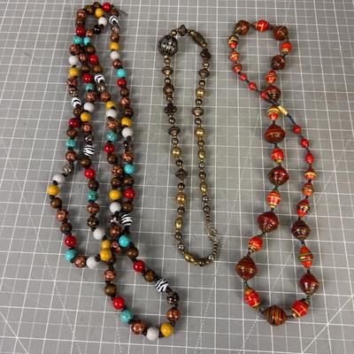 3 Strings of Beads Necklace CHUNKY! 