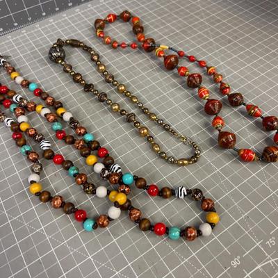 3 Strings of Beads Necklace CHUNKY! 