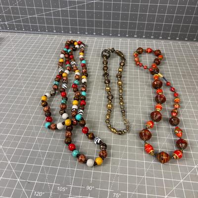 3 Strings of Beads Necklace CHUNKY! 