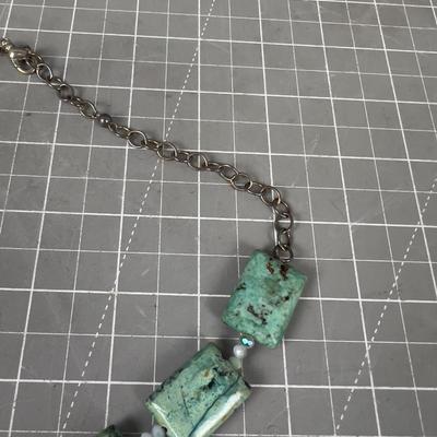 Awesome Rectangle "Turquoise Colored" Stone Necklace