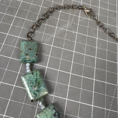 Awesome Rectangle "Turquoise Colored" Stone Necklace