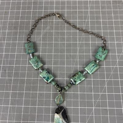 Awesome Rectangle "Turquoise Colored" Stone Necklace