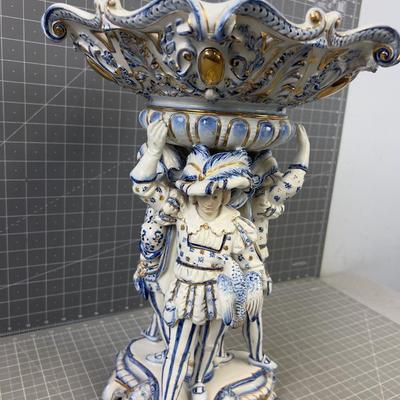  Large Figural Meissen German Porcelain Centerpiece Compote 