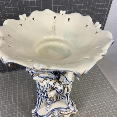  Large Figural Meissen German Porcelain Centerpiece Compote 