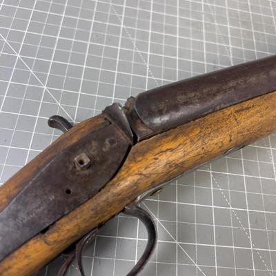 Antique Black Powdered Double Barrell Shotgun