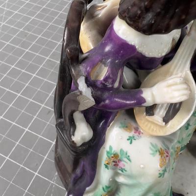 Music Making and Wine Drinking Antique Porcelain Figurine 