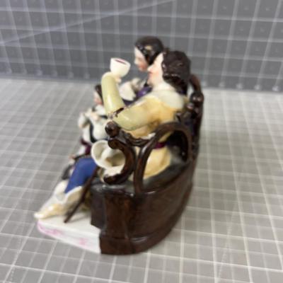 Music Making and Wine Drinking Antique Porcelain Figurine 