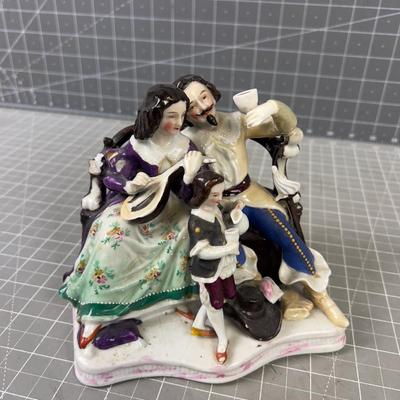 Music Making and Wine Drinking Antique Porcelain Figurine 