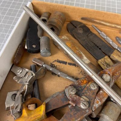 Tray full of Tools: Sockets, Wrenches, Tin Snips
