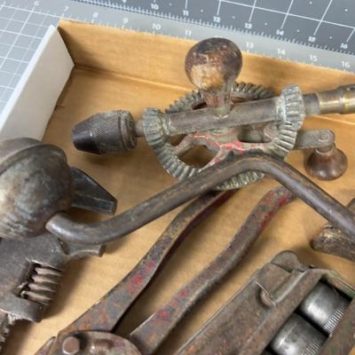 Tray full of Tools: Nail Pullers, Ford Wrench and Drill
