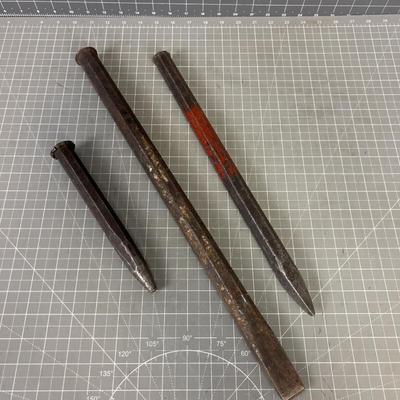 Tay of (3) Large Steel Chisels 