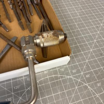 2 Vintage Braces and a Tray of Bits