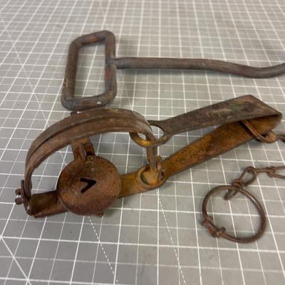 Leg Hold Trap and a Forged Hook 