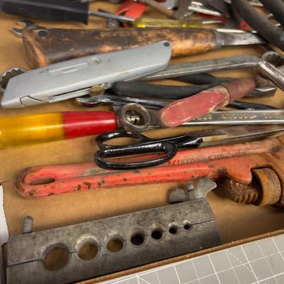 Tools; Vice Grip, Pipe Wrench and Hammer