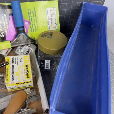Big Pile of Hardware and other Garage Items; Hole Saws, Bins,etc