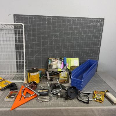 Big Pile of Hardware and other Garage Items; Hole Saws, Bins,etc