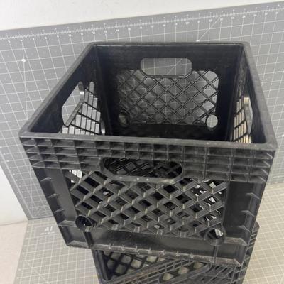 2 Black Plastic Milk Crates