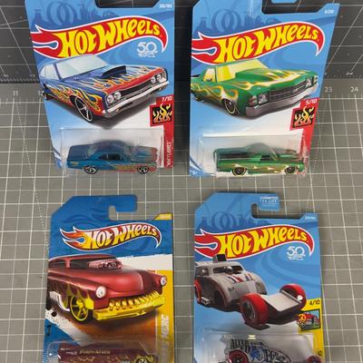 4 NEW Hot Wheels On the Card