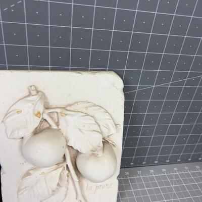 4 Resin Plaques of Apple, Pear, Grape, Plumb