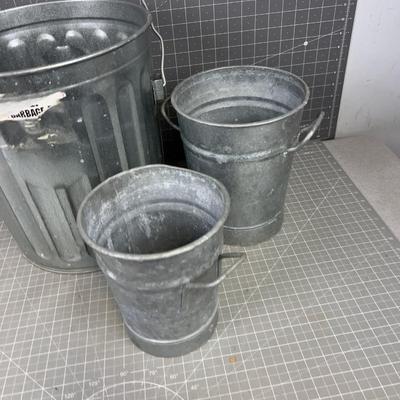 3 Galvanized Buckets 