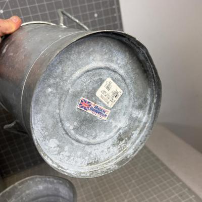 3 Galvanized Buckets 