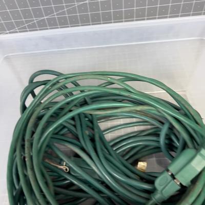 3 Green Long Extension Cords