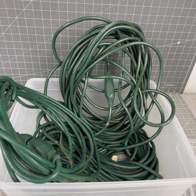 3 Green Long Extension Cords